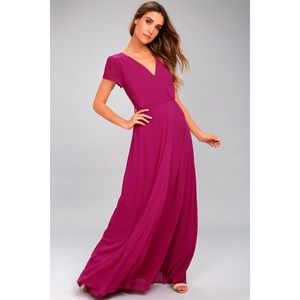 LULUS MAGENTA LACE-UP MAXI DRESS